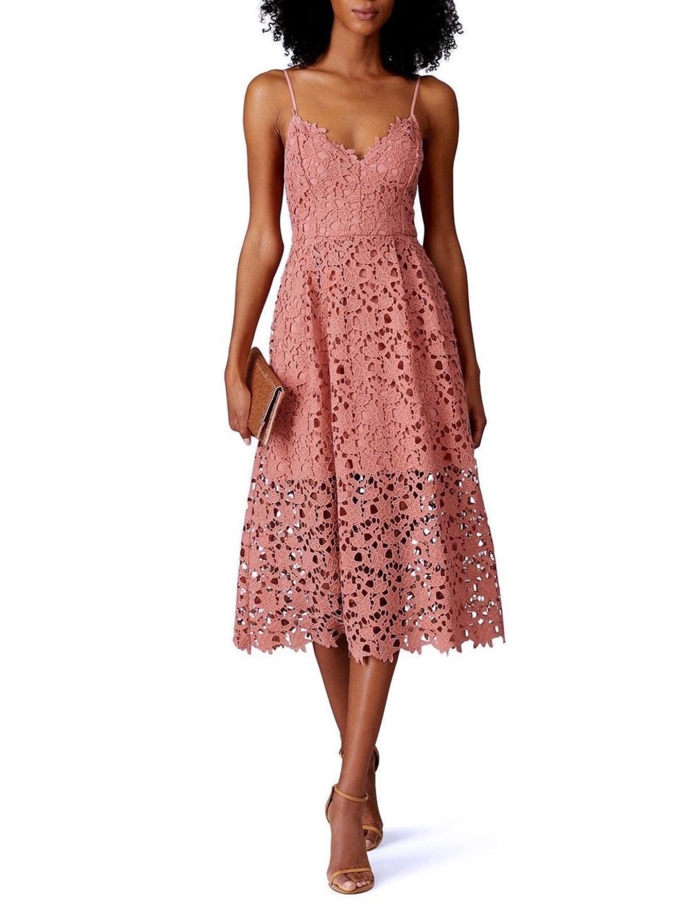 ASTR The Label Lace A-Line Midi Dress Dark Blush